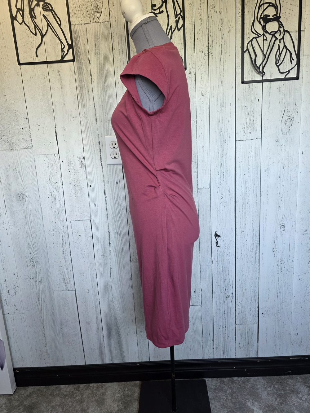 Athleta Dusty Rose V-Neck Ruched T-Shirt Dress Size S | Casual | Travel - Picture 4 of 7